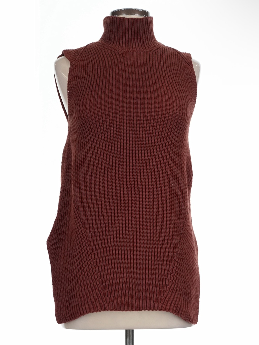 Ann Taylor Sleeveless Turtleneck Sweater Vest - Deep Rust